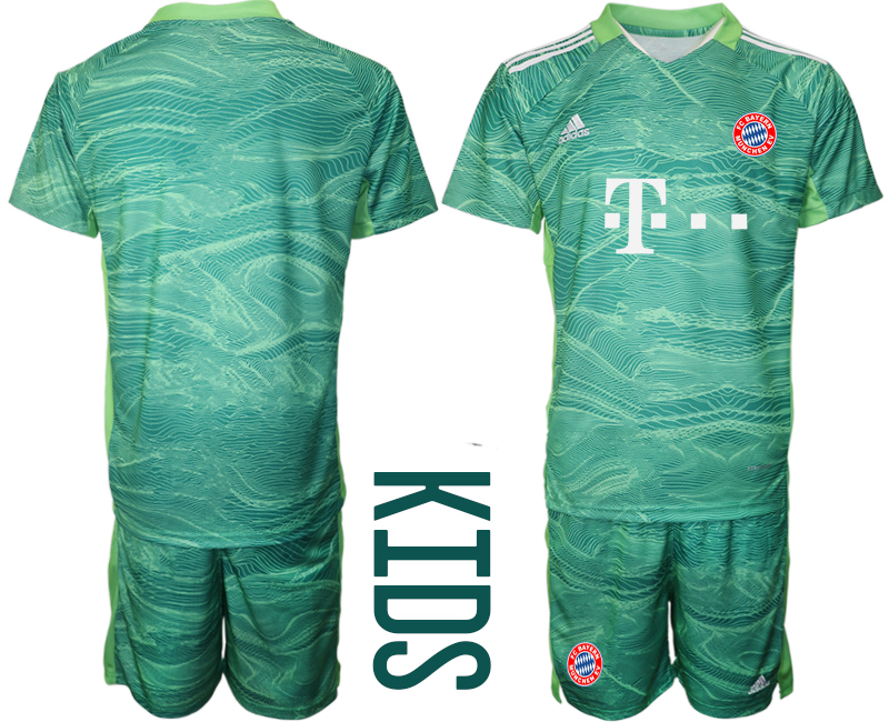Youth 2021-2022 Club Bayern Munich green goalkeeper blank Soccer Jersey->youth soccer jersey->Youth Jersey